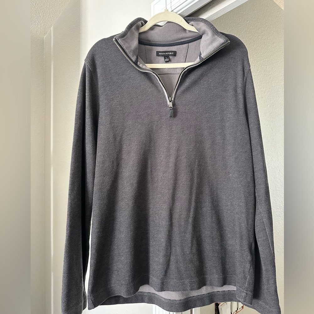 Banana Republic Gray Zip-Up Men's Sweater